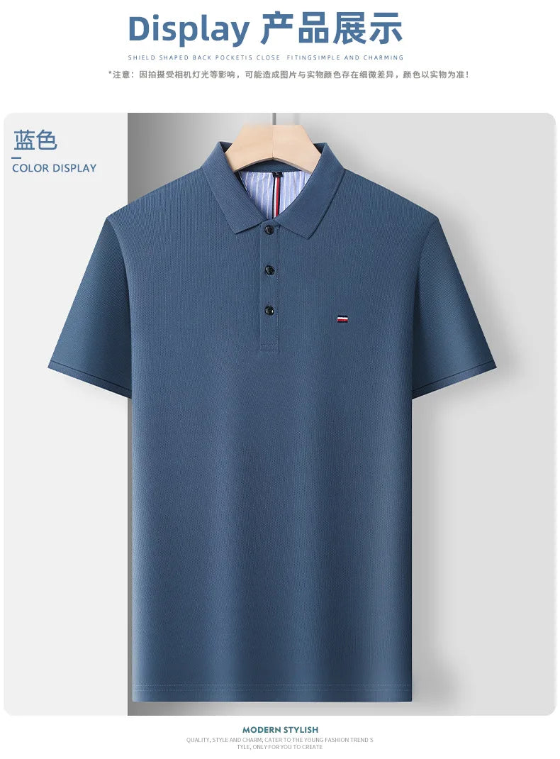 Men's Short Sleeved T-shirt 100 Pure Cotton Polo Shirt With Embroidered Collar, Heavy-duty And Versatile Half Sleeved Men's Shir