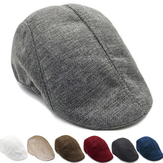 Men Berets Cap British Style 2024 New Autumn Summer Linen Hats Fashion Flat Caps Classic Vintage Gatsby Cabbie Cap Chapeau Homme