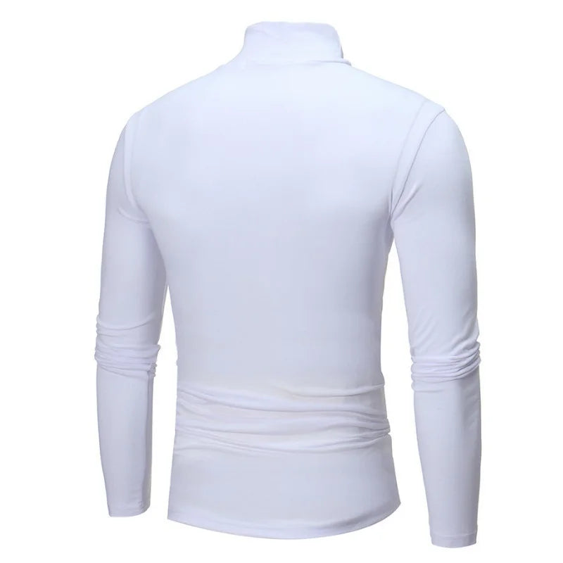 Men's High Collar Sweatshirt Pullover Casual Solid Color Sweaters Long Sleeve Warm Knitted Turtleneck Outerwear