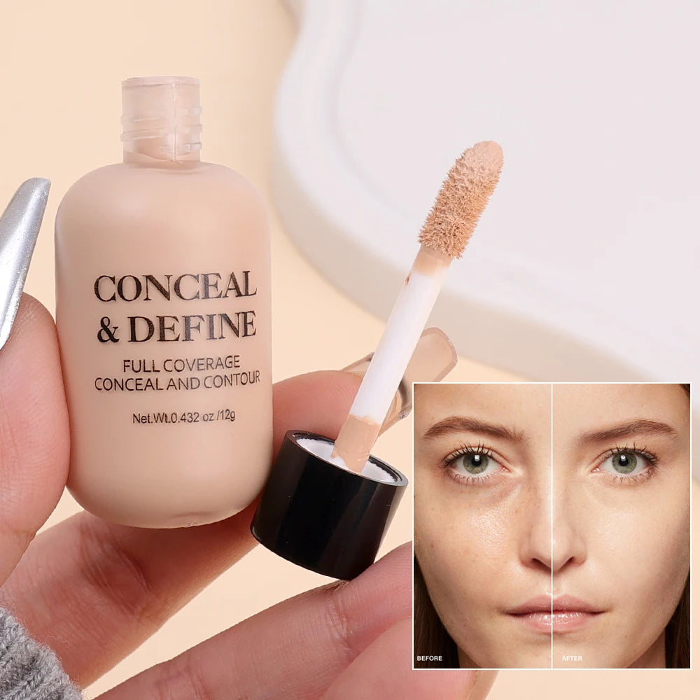 Mini Liquid Concealer Foundation Cream Texture Covers Acne Marks Dark Circle Multifunction Face Makeup Lasting Brighten Cosmetic