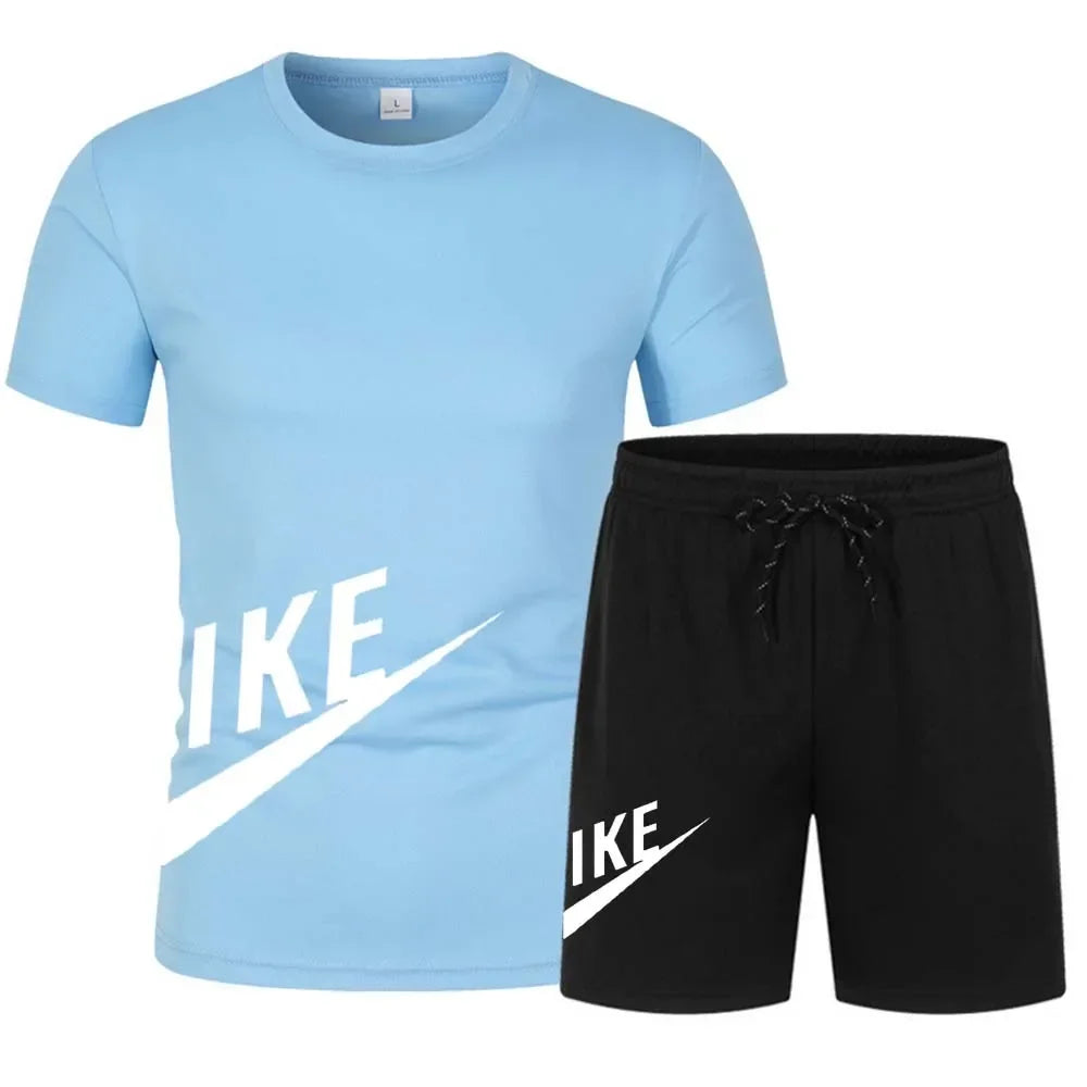 Summer men's suit fashion Korean sportswear men's short sleeve T-shirt + sports shorts suit men's casual men's wear