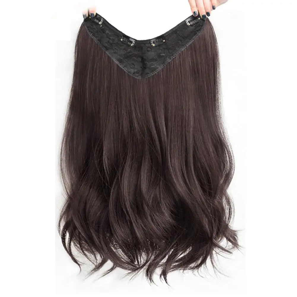 Women's V-shaped Micro-curly Long Hair Extension Synthetic Wig One-piece Hair Extension Piece Fluffy Increase Hair Volume