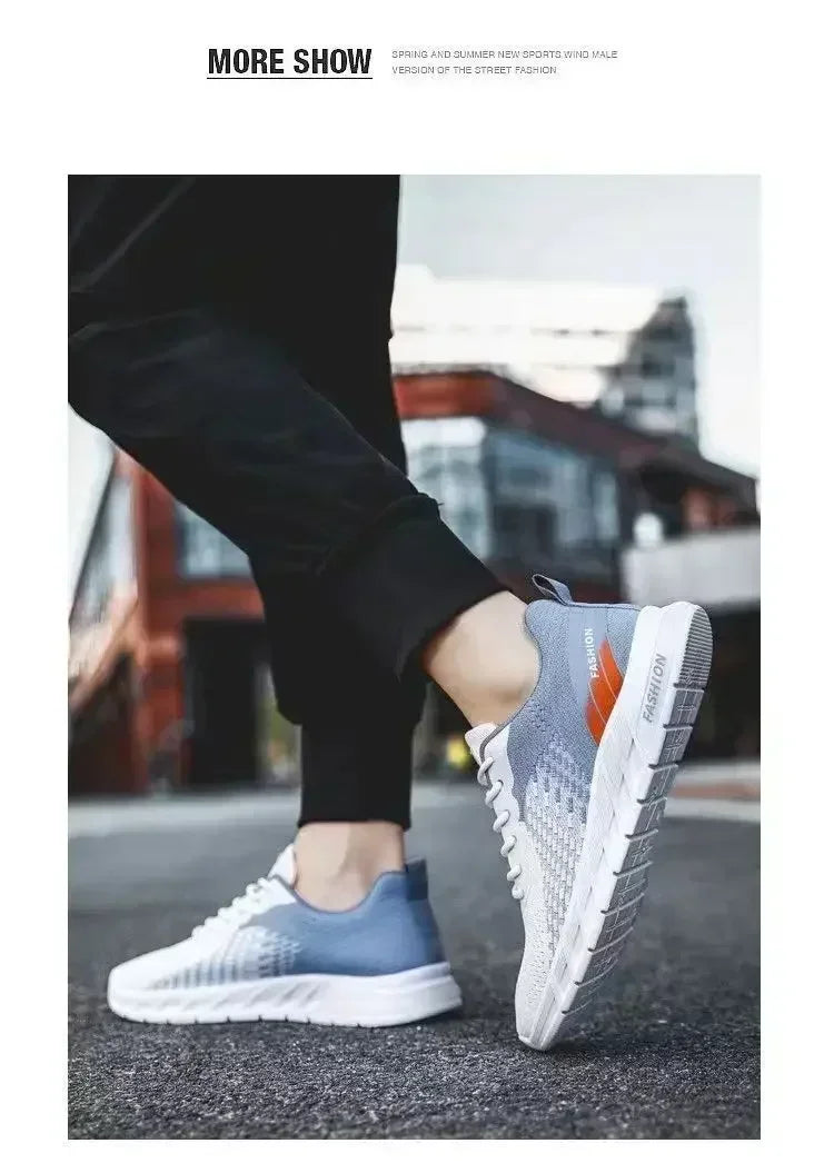 Mens Running Shoes Breathable Knit Sport Sneakers Cushion Casual Gym Athletic Trainers Outdoor Jogging Tennis Shoes