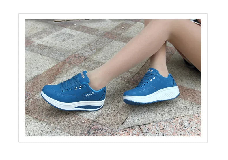 Shoes for Women Autumn Fashion Platform Sneakers Women Plus Size Lacing Casual Sport Shoes Wedge Loafers Zapatos De Mujer