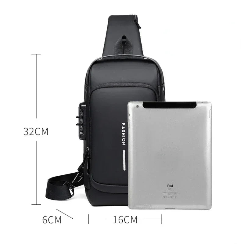 Men Anti Theft Chest Bag Shoulder Bags USB Charging Crossbody Package School Short Trip Messengers Bags Men's Oxford Sling Pack