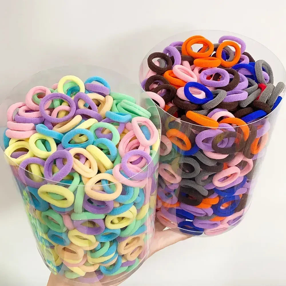 200PCS Baby Girls Colorful Nylon Elastic Hair Bands Ponytail Hold Small Hair Tie Rubber Bands Scrunchie Hair Accessories Gifts