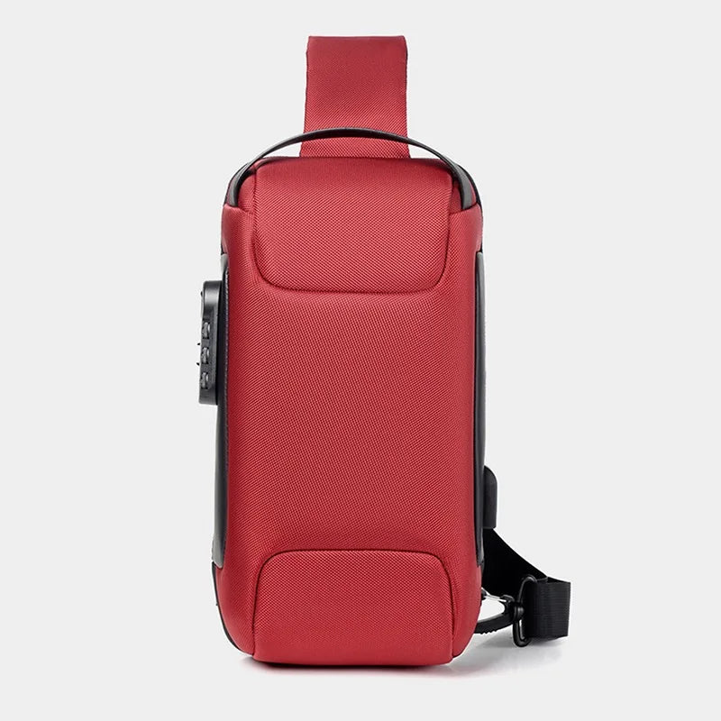 Men'S Usb Crossbody Bag Anti-Theft Shoulder Bags Waterproof Oxford Waist Bag Multifunction Short Travel Messenger Chest Pack