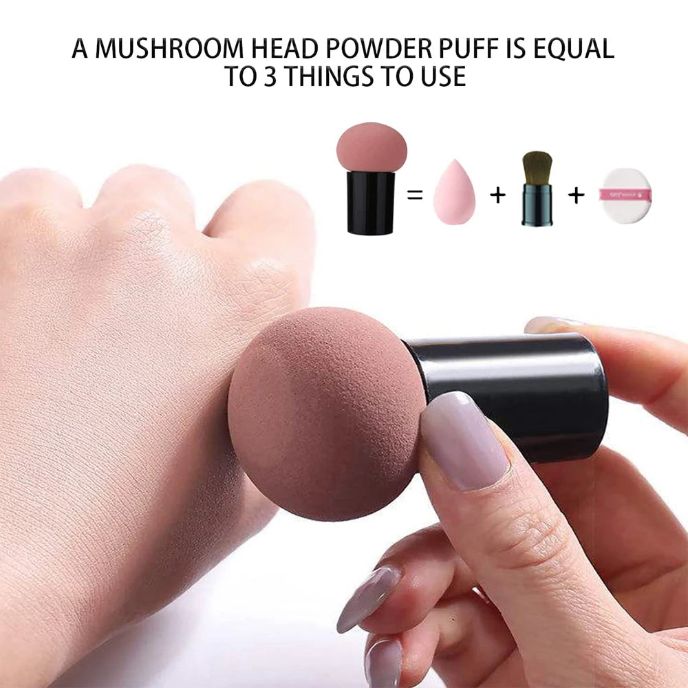 Mushroom Head Makeup Sponge Dry Wet Dual-use Cosmetic Powder Puff with Handle Case Professional Foundation Creams Beauty Tools