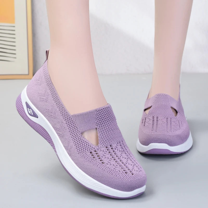 Summer New Comfort Casual Women's Shoes New Fashion Soft Sole Breathable Hollow Out Flat Shoes for Women Zapatos De Mujer