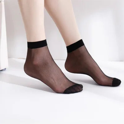 10/20/30pairs Women Elastic Silk Summer Socks Transparent Ultrathin Meias Socks Thin Crystal Nylon Short Ankle Sox Wholesale