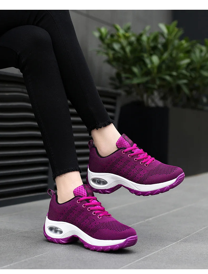 Woman Sneakers Fashion Casual Shoes Summer Air Cushion Mesh Female Shoes Comfortable Breathable Heightening Sneakers for Women