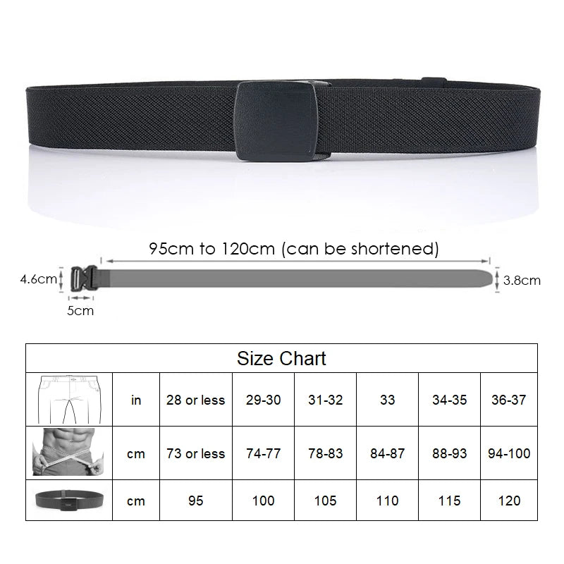 VATLTY Metal Free Men's Elastic Belt Strong Engineering Plastic Quick Release Nylon Buckle Unisex Stretch Belt Outdoor Girdles