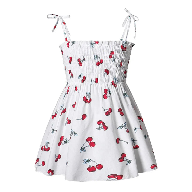 Children Girl Dress Summer Elegant Sling Princess Dresses Flower Print Kids Beach Sundress Casual Cotton Baby Girl Clothing