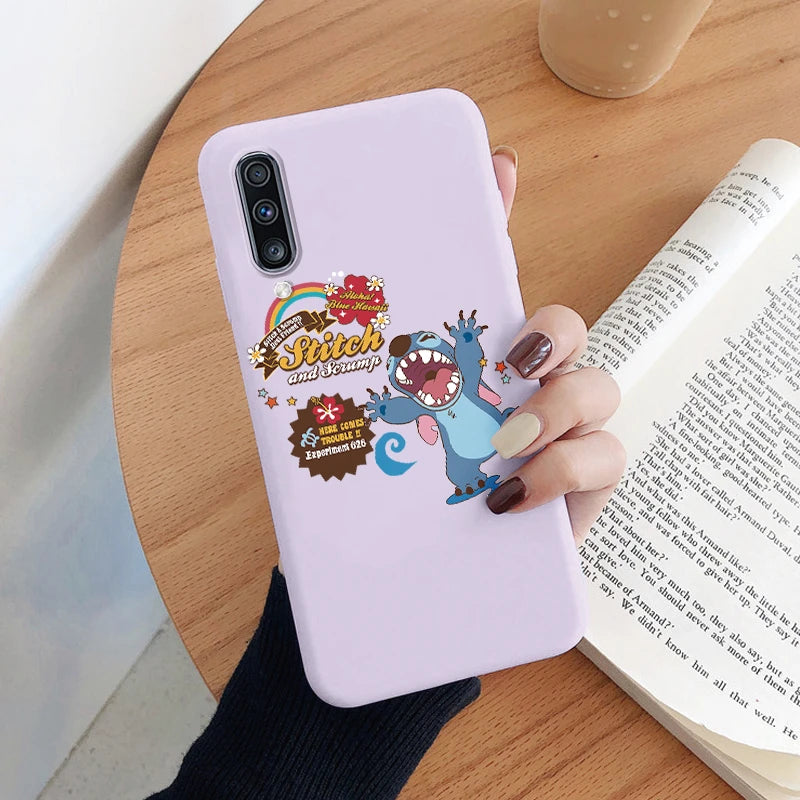 For Samsung Galaxy A70 A50 A50S A30S Camera Protect Soft Cover Silicone Cute Cartoon Lilo Stitch Case Funda For Samsung A 50 Bag