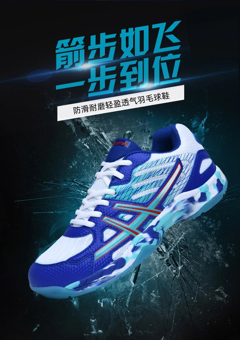 Women and Men Sports Shoes Professional Badminton Shoes Comfortable Breathable Tennis Shoes Shock Absorbing Volleyball Shoes Men