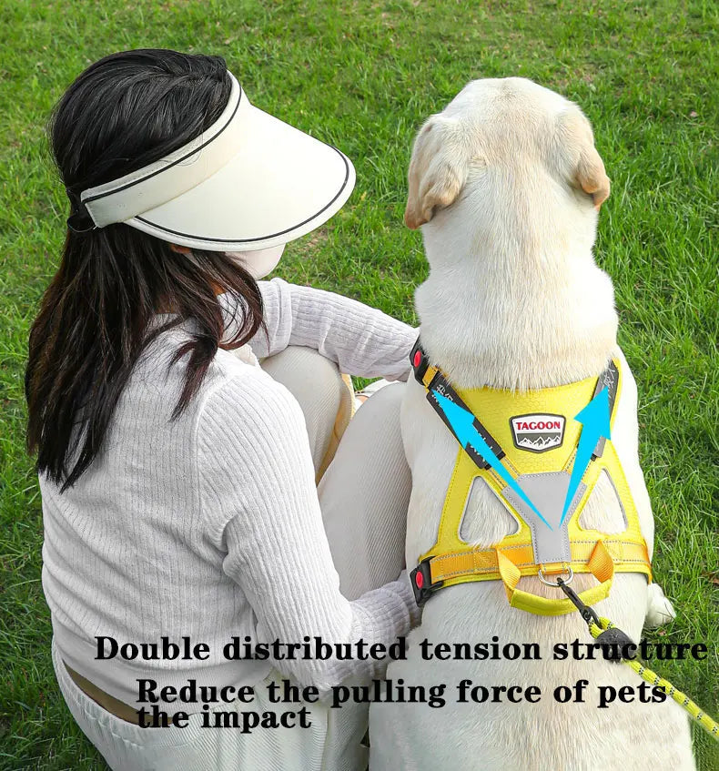 Personalized dog name dog harness no tension reflective breathable Labrador dog harness large dog outdoor walking training