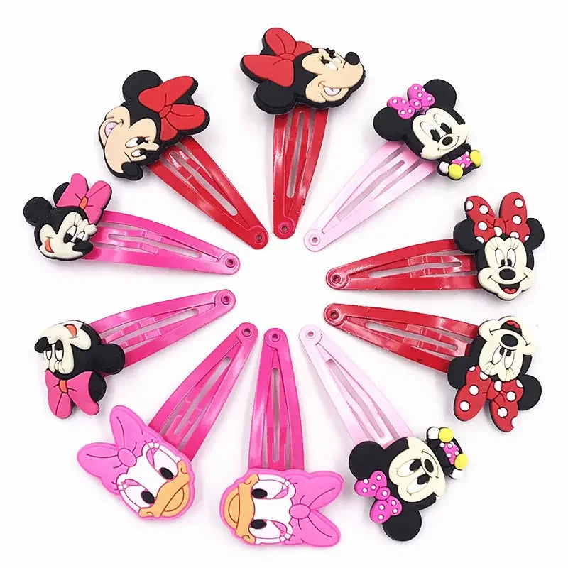 10PCS Mickey Minnie Disney Elastic Hair Rubber Band Headband Hair Accessories Girls Cartoon Hair Gum Hair Bows Korean