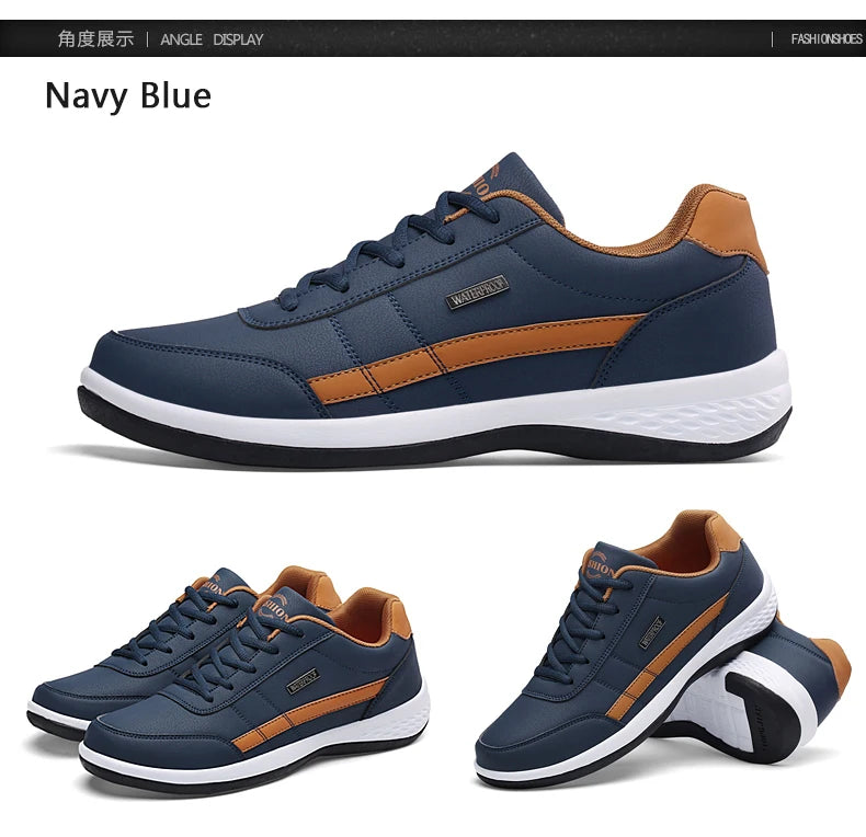 Leather Men Shoes Sneakers Trend Casual Shoe Italian Breathable Leisure Male Sneakers Non-slip Footwear Men Vulcanized Shoes