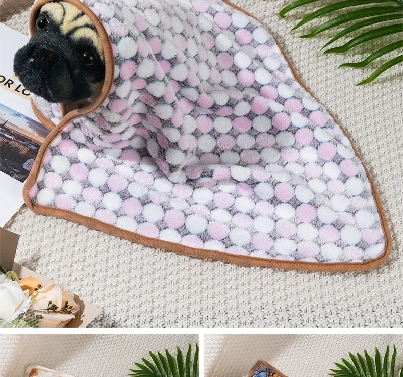 Coral Fleece Pet Sleeping Blanket Soft Fluffy Dog Blanket Warm Breathable Cat Cover Blanket Comfortable Dog Sleeping Sheet Mat