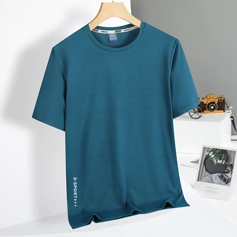 Summer T-Shirts Men Good Quality  Fast Dry Cool Basic Tshirts Male Tee Shirt Boys Fashion Camping Top Clothing Plus Size M-5XL