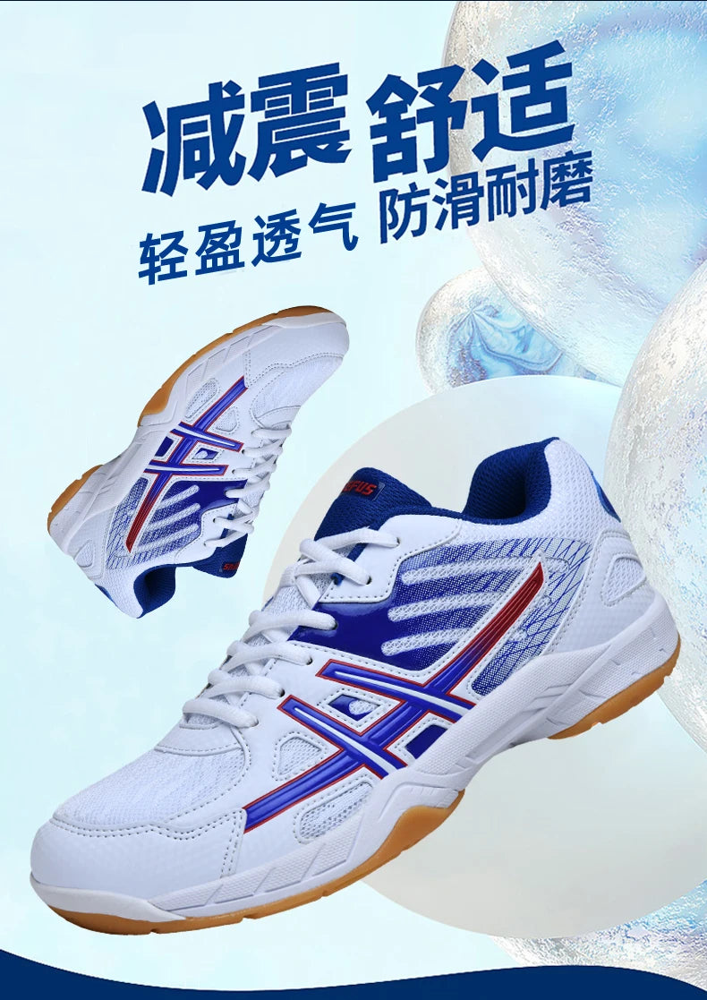 Women and Men Sports Shoes Professional Badminton Shoes Comfortable Breathable Tennis Shoes Shock Absorbing Volleyball Shoes Men