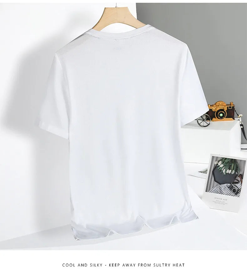 Summer T-Shirts Men Good Quality  Fast Dry Cool Basic Tshirts Male Tee Shirt Boys Fashion Camping Top Clothing Plus Size M-5XL