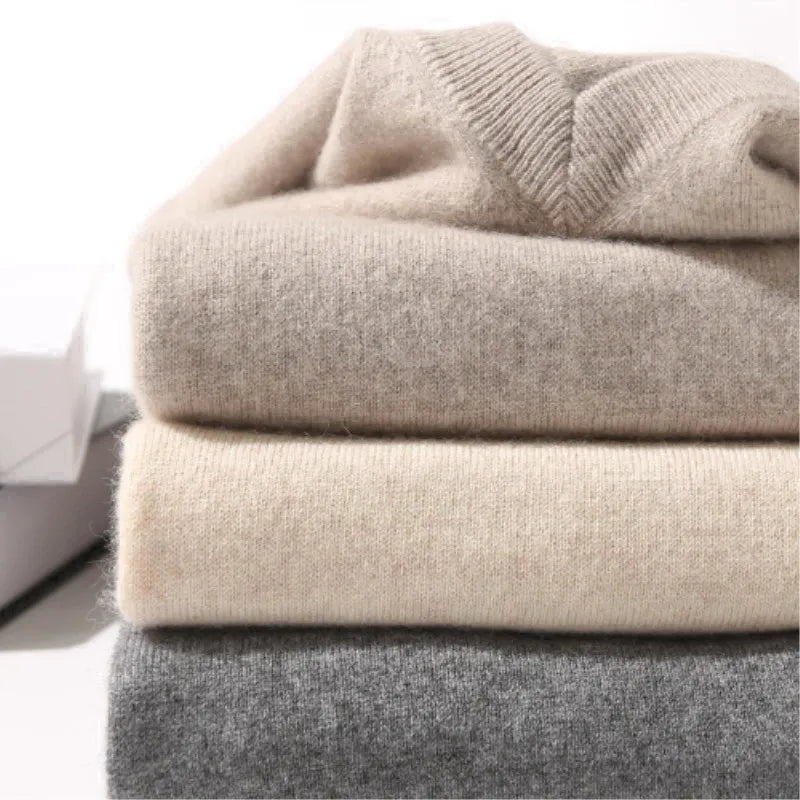 Plus Size 5XL Men's 60 Mink Cashmere Sweater V-Neck Pullovers Knit Winter Long Sleeve High-End Jumpers Woollen Bottoming Shirt