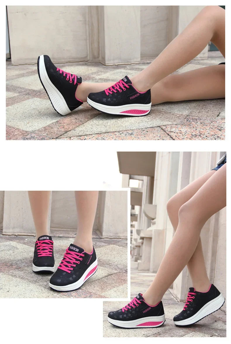 Shoes for Women Autumn Fashion Platform Sneakers Women Plus Size Lacing Casual Sport Shoes Wedge Loafers Zapatos De Mujer