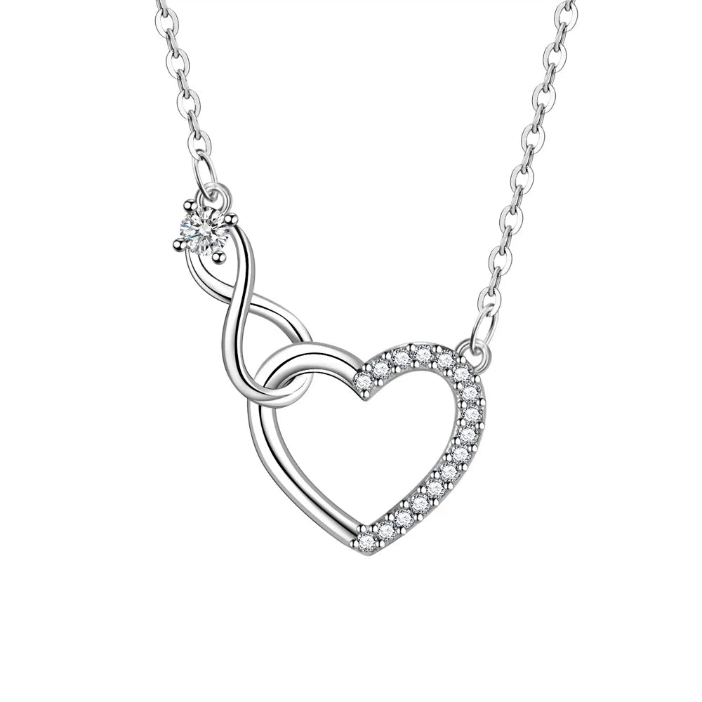 S925 Sterling Silver Love Clavicle Chain Premium Artificial Diamond Clavicle Chain Necklace Women's Luxury Quality Jewelry Gift