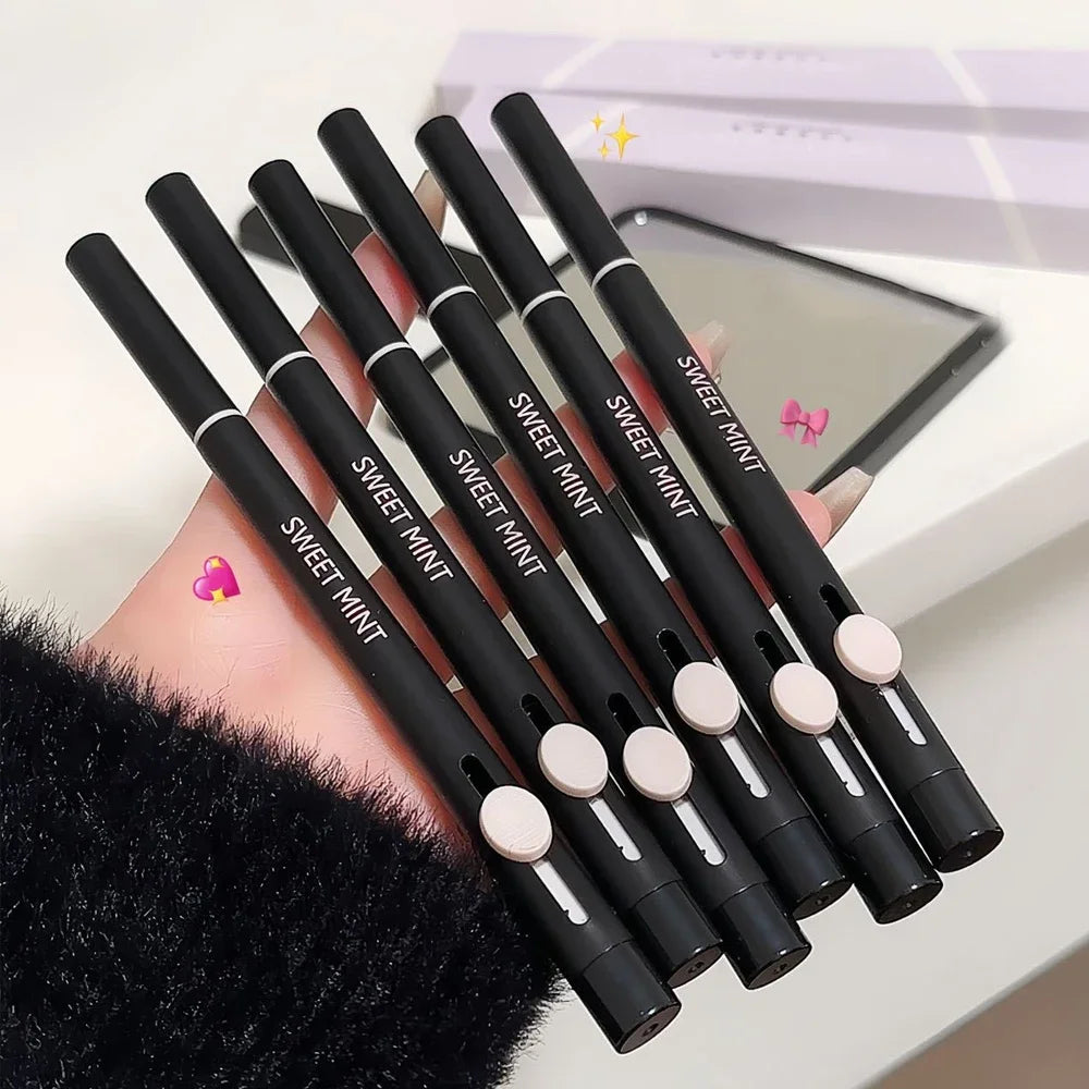 Waterproof Matte Lipliner Pencil with Brush Sexy Nude Brown Contour Tint Lipstick Lasting Non-stick Cup Lip Liner Lips Makeup