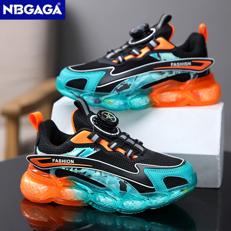 Kids Trendy Sports Shoe Children Non-slip Lightweight Sneaker Outdoor Basketball Breathable Boys Casual Walking Shoe