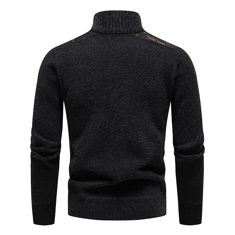 Winter New Men's Half Zipper Standing Neck Pullover Sweater High Quality Thicker Warm Men's Business Casual Knitwear Sweaters