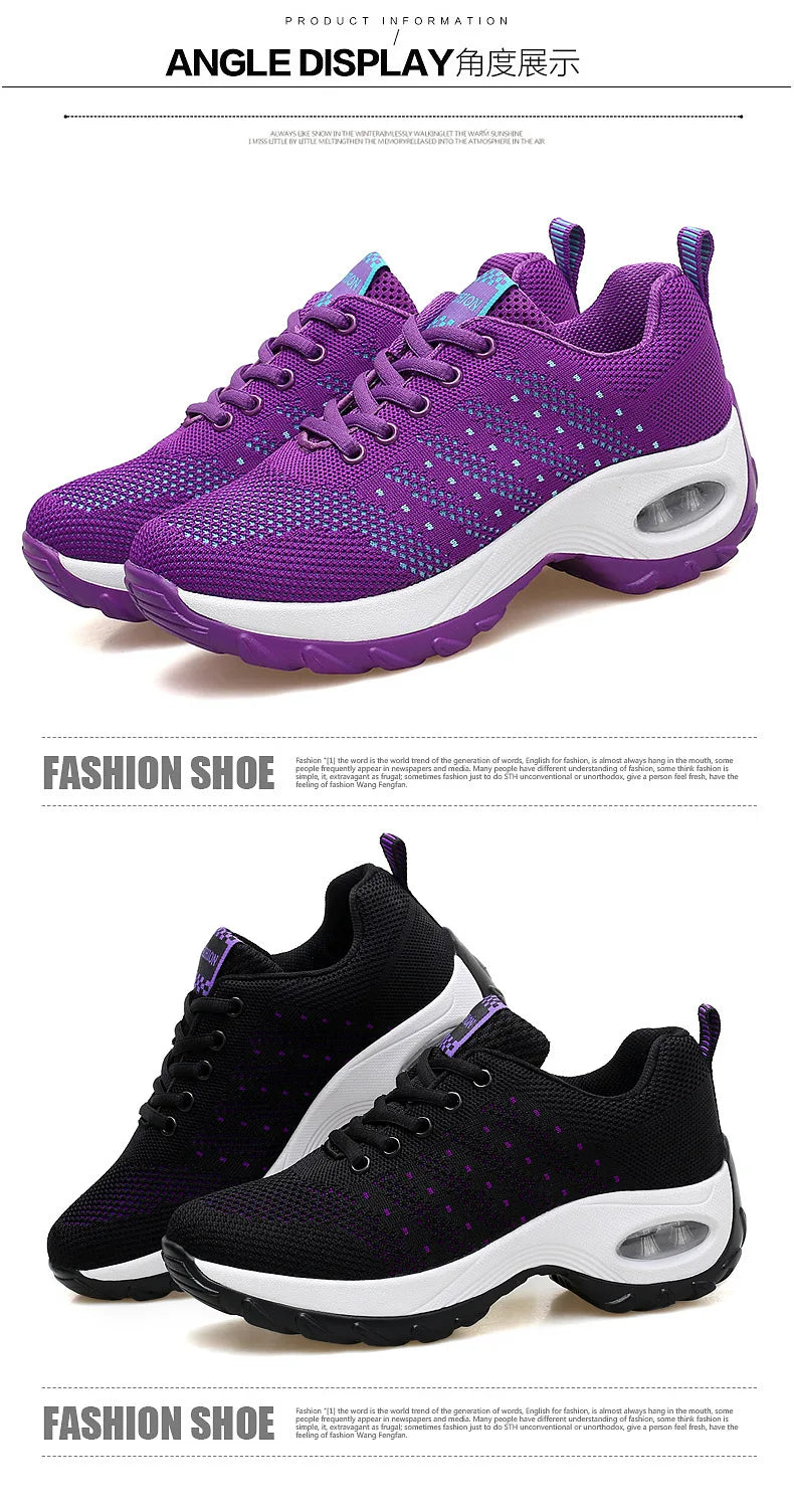 Woman Sneakers Fashion Casual Shoes Summer Air Cushion Mesh Female Shoes Comfortable Breathable Heightening Sneakers for Women