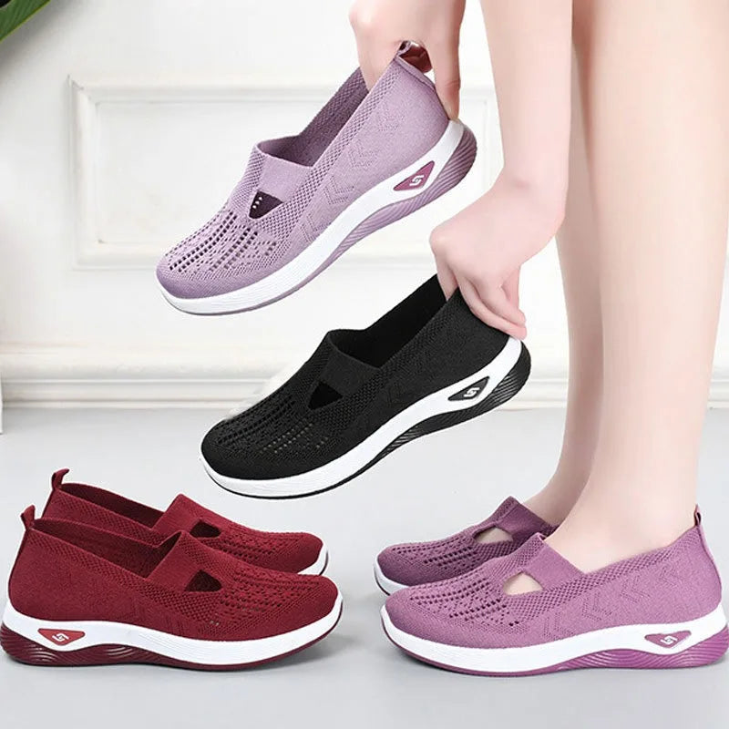 New Sports Shoes Women's Shoes Versatile Lightweight Anti Slip Casual Running Women's Mesh Breathable Flat Sole Zapatos De Mujer