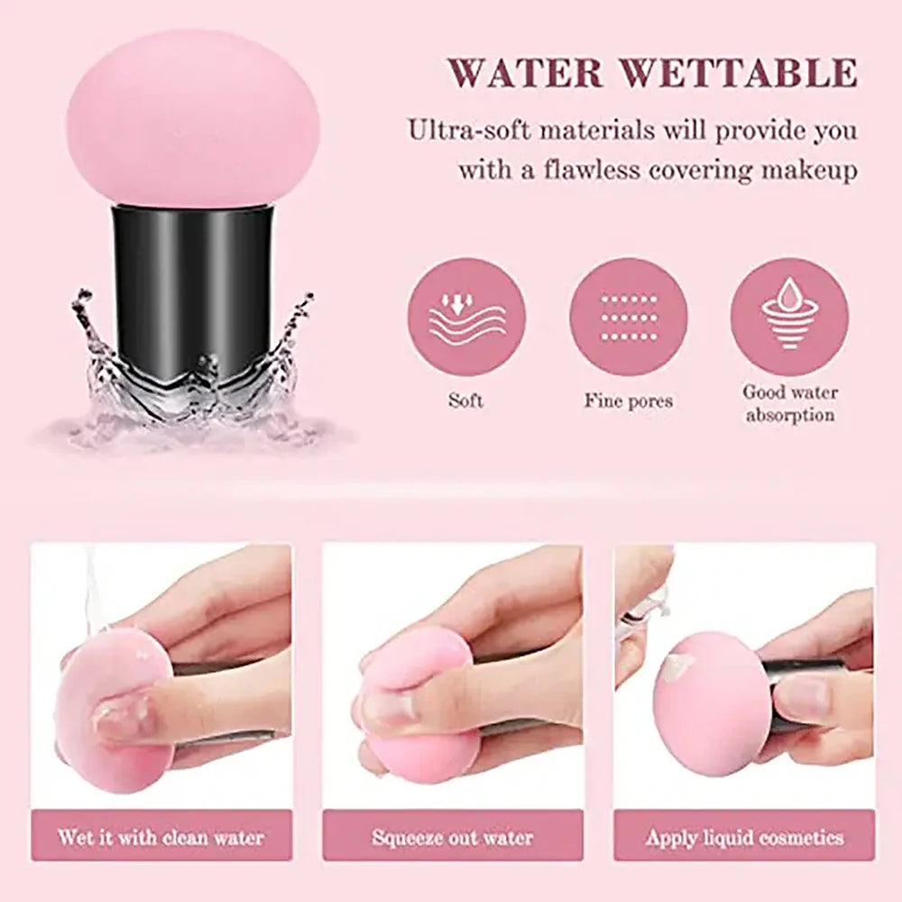 Mushroom Head Makeup Sponge Dry Wet Dual-use Cosmetic Powder Puff with Handle Case Professional Foundation Creams Beauty Tools