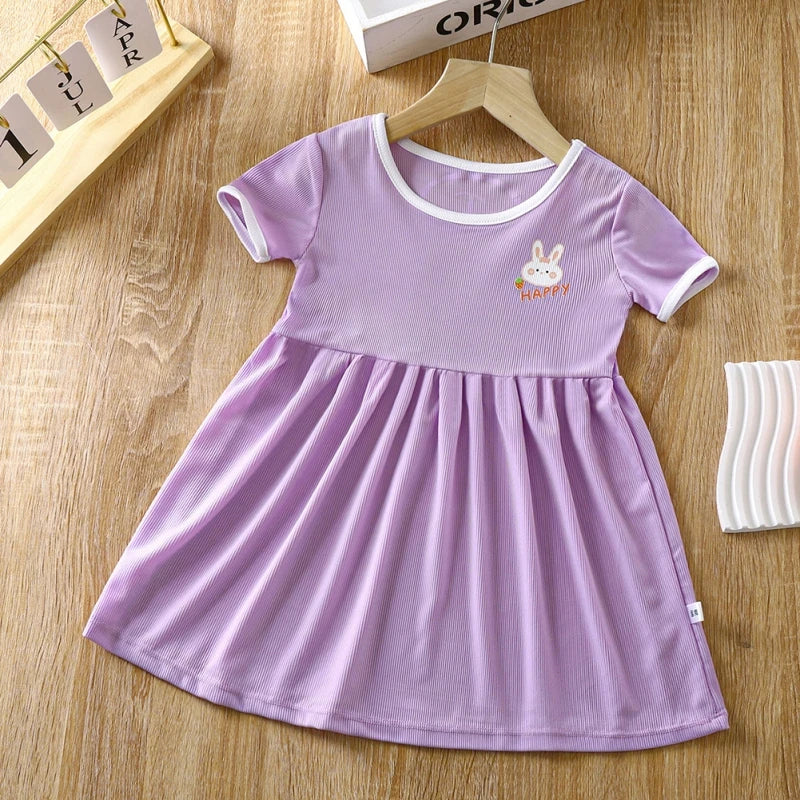 Summer Dress For Girls Cute Short Sleeve Kids Princess Dresses Fashion Toddlers Casual Dress School Costume Children's Clothing