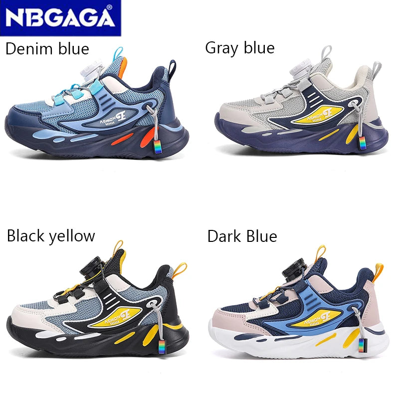 New Anti-skid Breathable Kids Sneakers for Boys Running Walking Lightweight Casual Shoes With Swivel Buckle Design