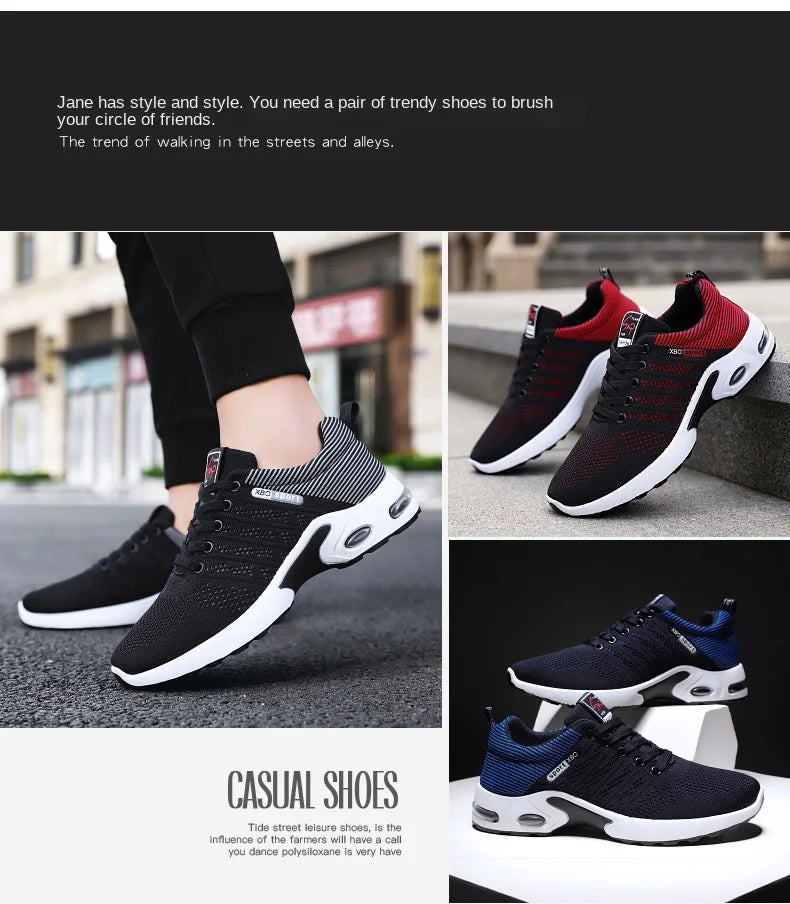 New Trendy Fashion Shoes Men's Breathable Lace-Up Running Shoes Light Casual Sports Wear Resistant Mesh Shoes