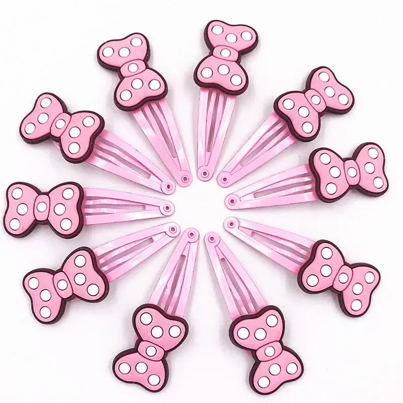 10PCS Mickey Minnie Disney Elastic Hair Rubber Band Headband Hair Accessories Girls Cartoon Hair Gum Hair Bows Korean