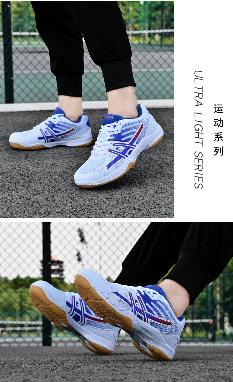 Women and Men Sports Shoes Professional Badminton Shoes Comfortable Breathable Tennis Shoes Shock Absorbing Volleyball Shoes Men