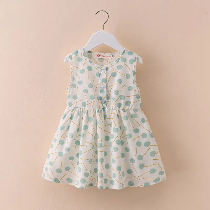 Girls Dress Summer Floral Pattern Children'S Skirt 100% Cotton Sundress Cute Comfortable Baby Beach Wear Kids Casual Clothes