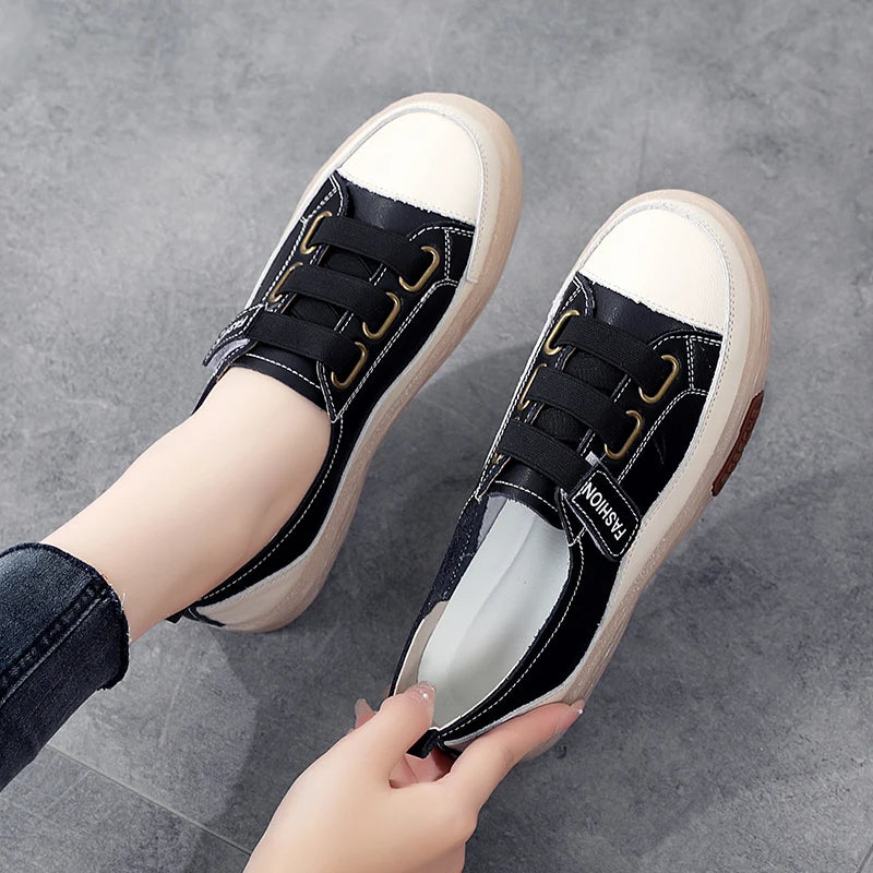 Summer Outdoor Women Jogging Casual Shoes Cow Leather Soft Sole Slip-on Flat Loafers Ladies Sneakers Breathable Walking Trainers