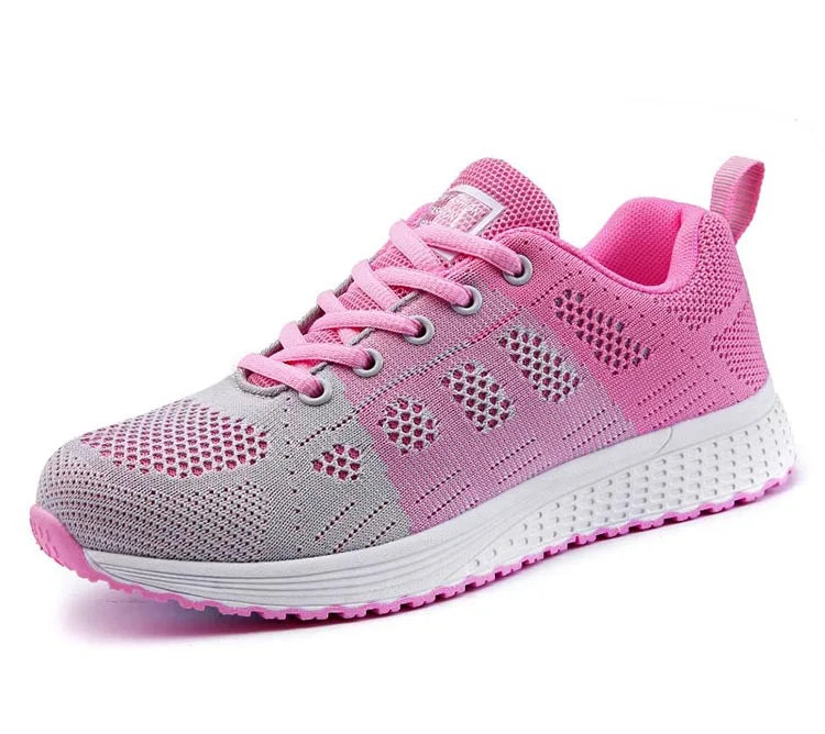 Women's Sneakers Breathable 2024 New Fashion Trainers Flat Woman Vulcanize Shoes Mesh Fabric Lace Up Female Footwear Shoes