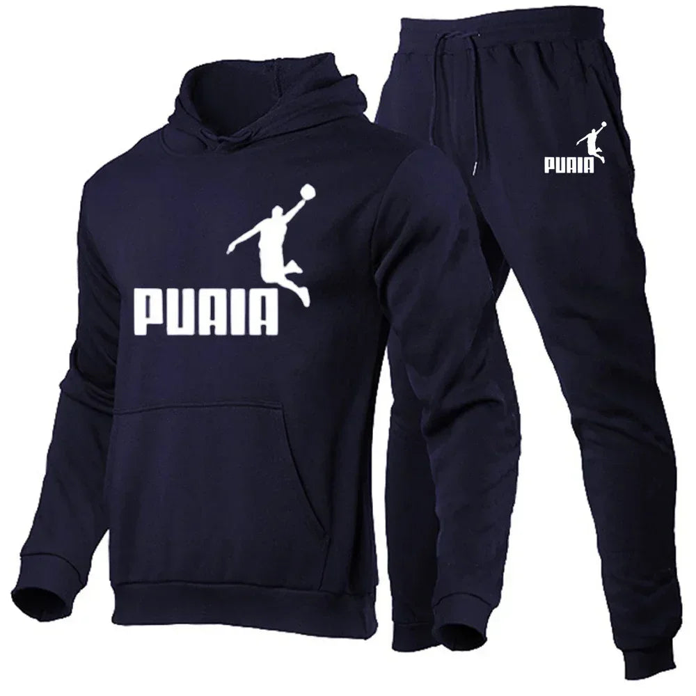 Men's Casual Sports Tracksuits Fashion Hoodies +Pants Suit Outdoor Running Fitness Sportswear Autumn Winter Male Fleece Clothing