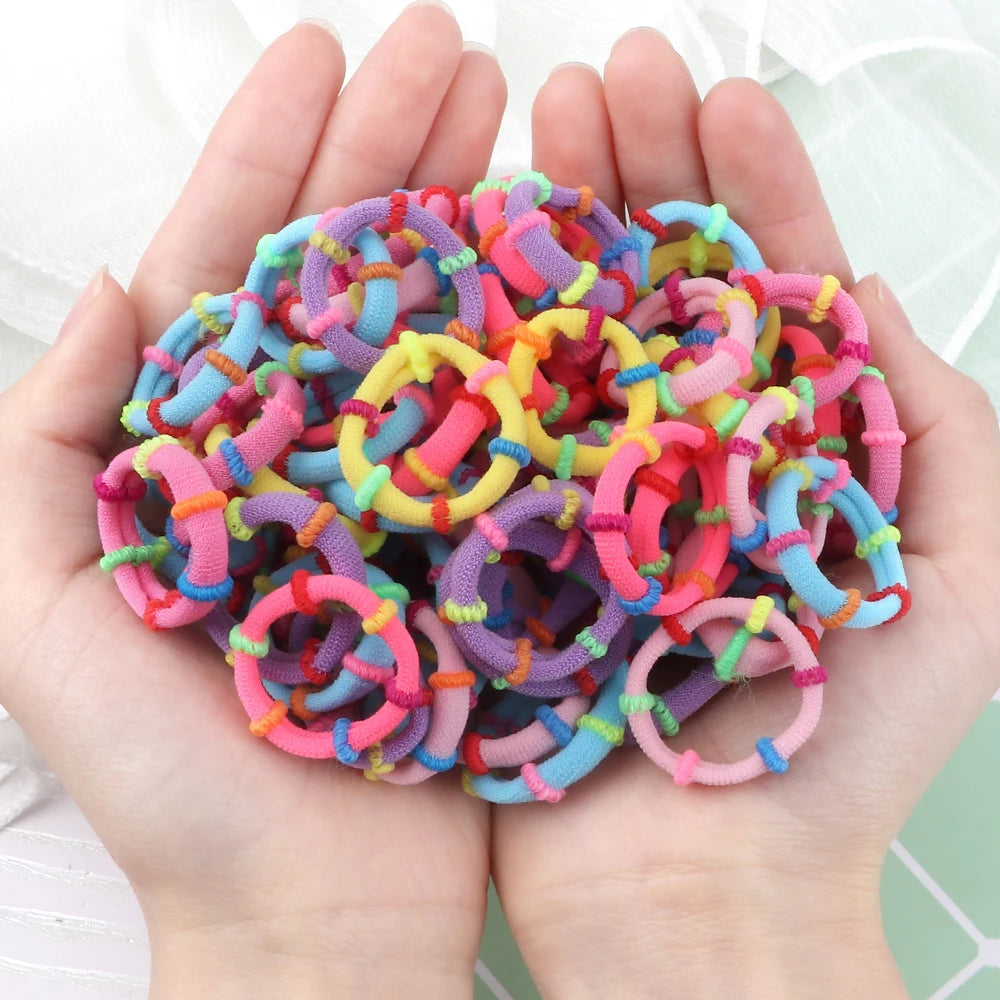 50/100Pcs/Lot Children Hair Bands Accessories Girl Candy Color Hair Ties Colorful Simple Rubber Band Ponytail Elastic Scrunchies