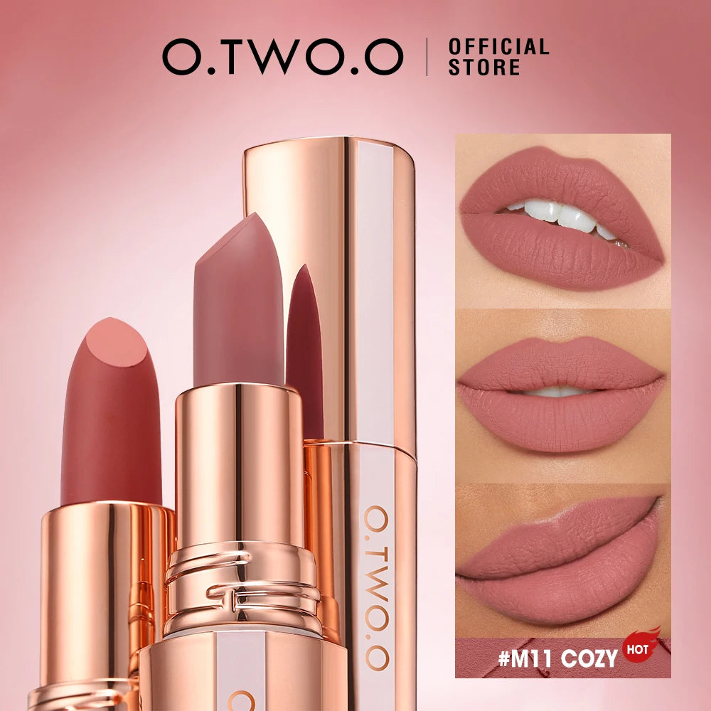 O.TWO.O Matte Lipstick Long Lasting Waterproof Lip Stick Smudge-free Classic Highly Pigmented Velvet Finish Lip Tint Makeup