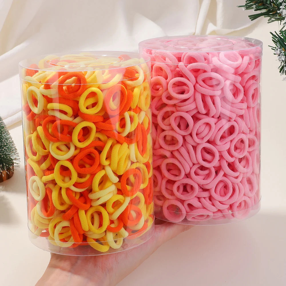 100PCS Colorful Basic Nylon Ealstic Hair Ties for Girls Ponytail Hold Scrunchie Rubber Band Kid Fashion Baby Hair Accessories