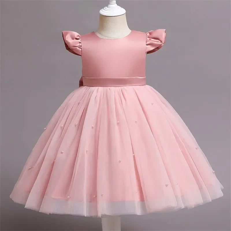 2024 Girls Baby Summer Dress Wedding Birthday Party Fluffy Lace Dress 1-5 Y Toddler Dress Elegant Tutu Vestidos Kids Clothes