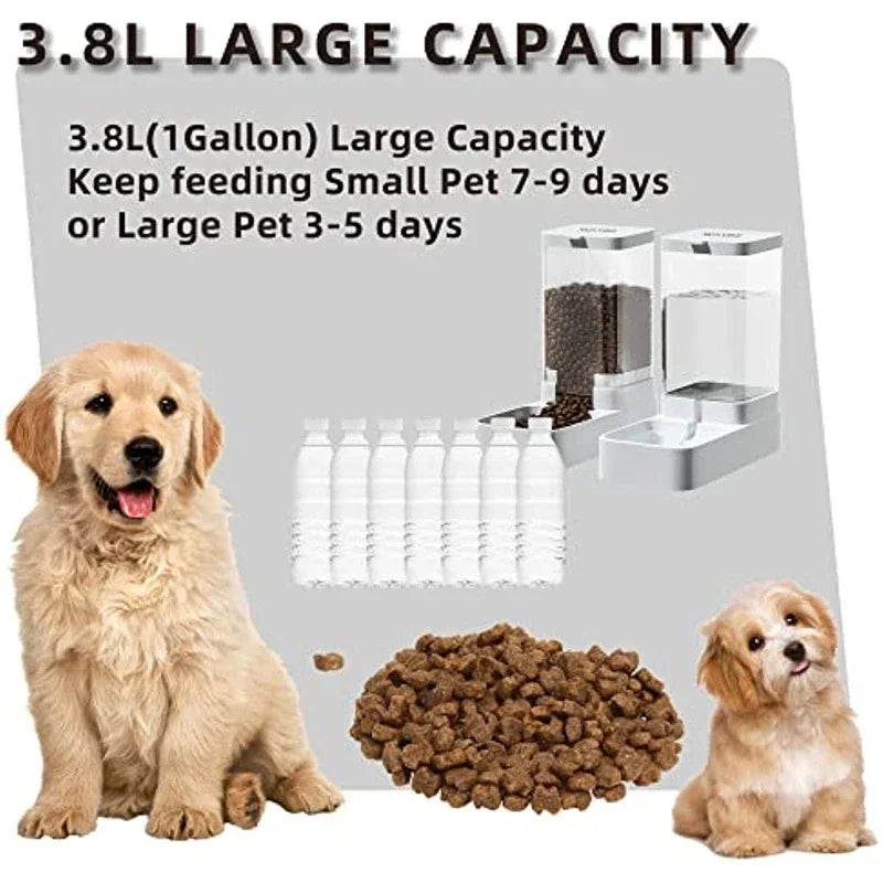 Pet Feeder and Waterer Suitable for Small and Medium Pets Dogs and Cats Gravity Plastic Feeder Water Container