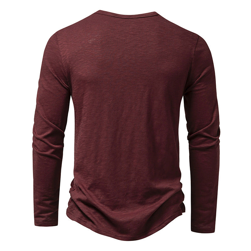 Men's Cotton Button Henley neck Shirt Long Sleeve Casual Button Solid color Fashion T-Shirts